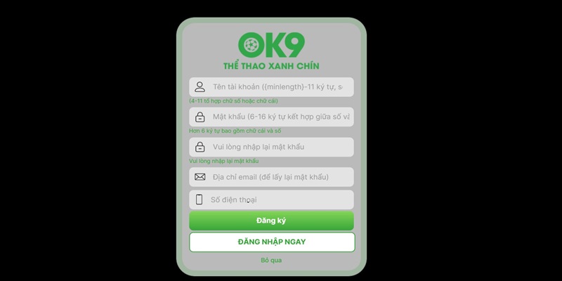 Tìm hiểu hướng dẫn OK9 chi tiết để mở tài khoản cá cược